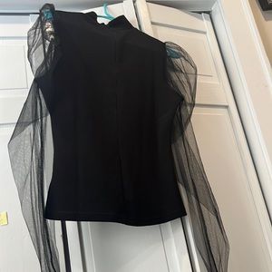 Black shirt with sheer ruffle sleeves